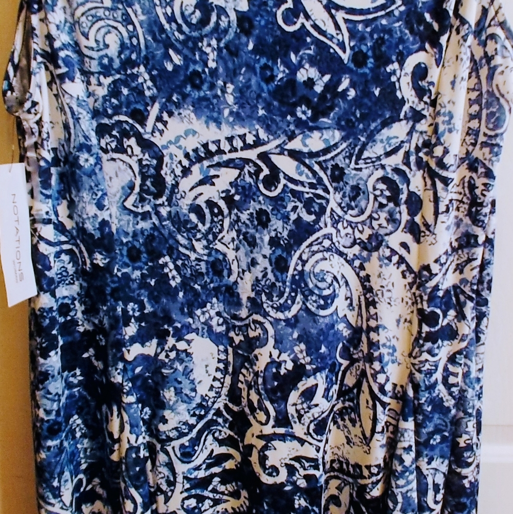 Notations Sleeveless Blue/White with flowers Plus